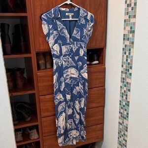 Urban Outfitters Blue and White Maxi Dress with side slit